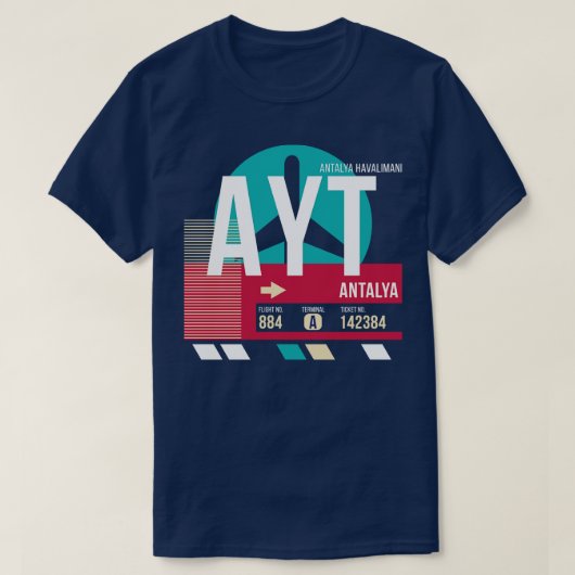 Antalya Turkije AYT Airport Code Bagage Label T-shirt (Design voorkant)