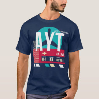 Antalya Turkije AYT Airport Code Bagage Label T-shirt