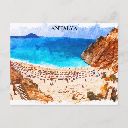 Antalya Turkije Beach Vakantie Briefkaart (Voorkant)