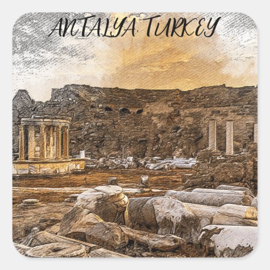 Antalya Turkije Oude reizen Vierkante Sticker (Voorkant)