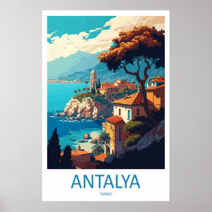 Antalya Turkije Reisposter Vintage Ski Nationaal Poster