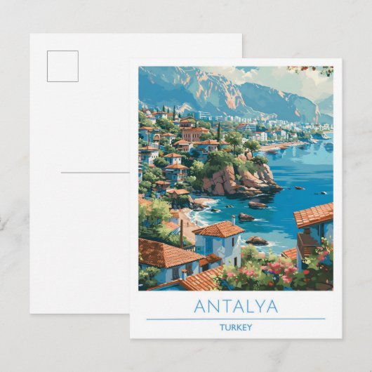 Antalya Turkije Reizen Briefkaart (Voorkant / Achterkant)