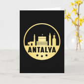 Antalya Turkije Stad Silhouet Grappig Cadeau Kaart (Gele Bloem)