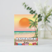 Antalya Turkije strand reisposter Briefkaart (Staand voorkant)