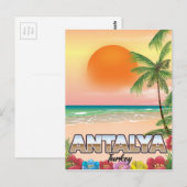 Antalya Turkije strand reisposter Briefkaart (Voorkant / Achterkant)