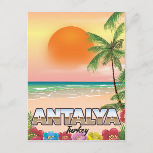 Antalya Turkije strand reisposter Briefkaart