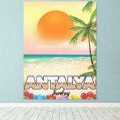 Antalya Turkije strand reisposter Canvas Afdruk (Insitu (Houten vloer))