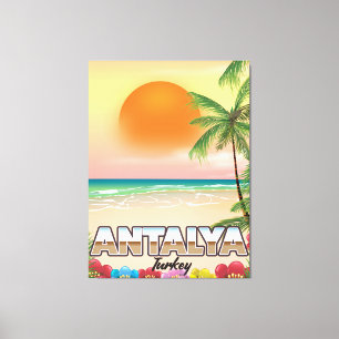 Antalya Turkije strand reisposter Canvas Afdruk