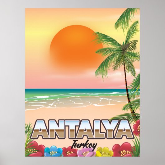 Antalya Turkije strand reisposter Poster (Voorkant)