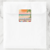 Antalya Turkije strand reisposter Vierkante Sticker (Tas)