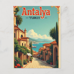 Antalya Turkije Vintage Travel Illustratie Postcar Briefkaart