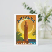 Antalya zomer, Turkije, mediterraan zee, vintage Briefkaart (Staand voorkant)
