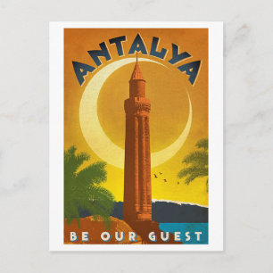 Antalya zomer, Turkije, Middellandse zee, vintage Briefkaart