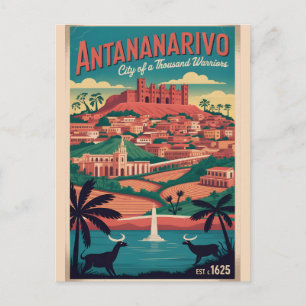 Antananarivo Madagaskar Retro Reisposter Briefkaart