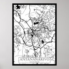 Antananarivo Madagaskar Stad Kaart Poster
