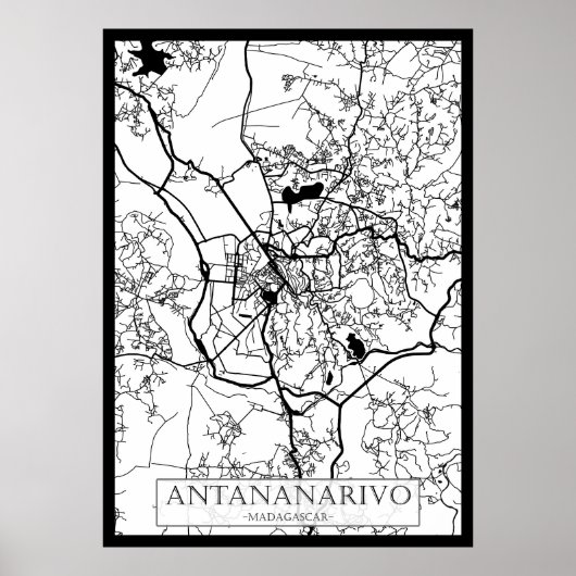 Antananarivo Madagaskar Stad Kaart Poster (Voorkant)