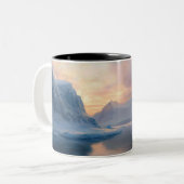 Antarctic Dawn: IJsberg en stille wateren Tweekleurige Koffiemok (Voorkant links)