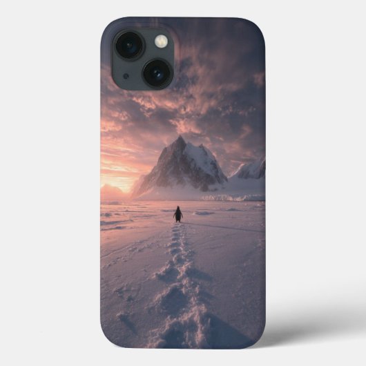 Antarctic Glow: Lone Penguin Sunset Journey Editio Case-Mate iPhone Case (Achterkant)