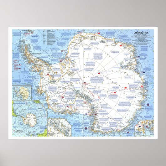 " Antarctica: 1963 Gedetailleerde KAART ... Poster (Voorkant)