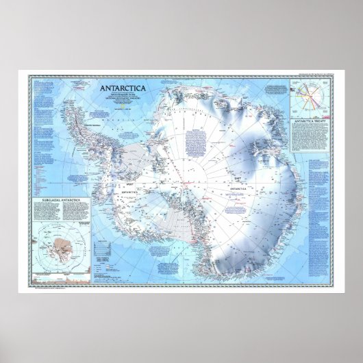 " Antarctica: 1987 Gedetailleerde KAART ... Poster (Voorkant)