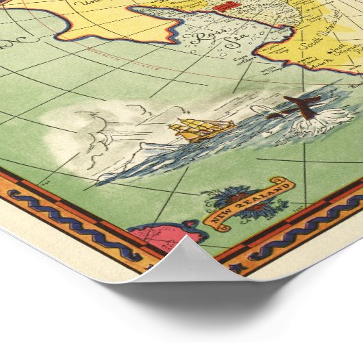 Antarctica - 2e Byrd Expedition Anqitue Map 1934 Poster (Hoek)