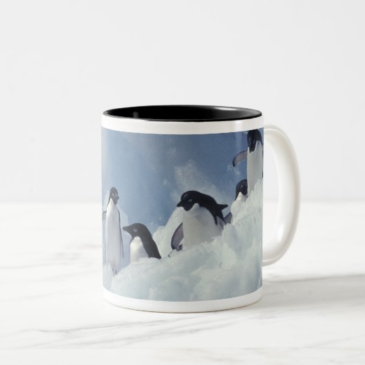 Antarctica. Adelie pinguins Tweekleurige Koffiemok (Voorkant rechts)