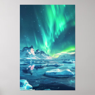 Antarctica Aurora Borealis Panoramisch Poster