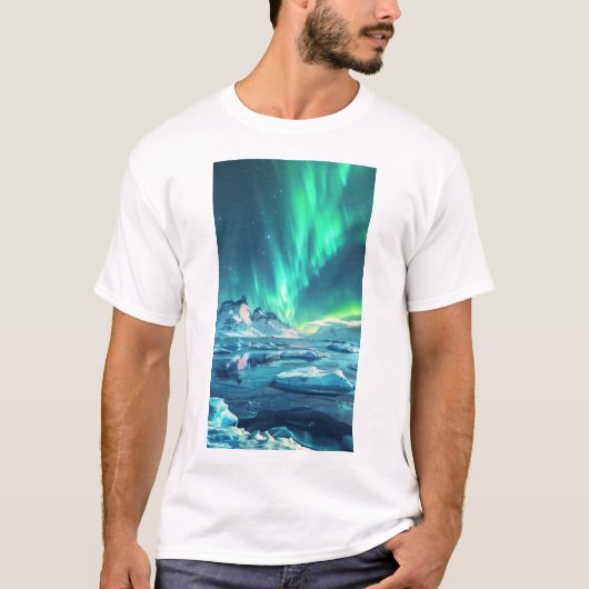 Antarctica Aurora Borealis Real Panoramic Horizont T-shirt (Voorkant)