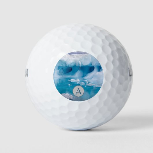 Antarctica blauwe ijsfoto met monogram golfballen (Voorkant)
