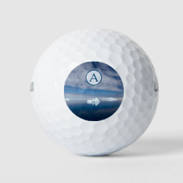 Antarctica blauwe ijsfoto met monogram golfballen