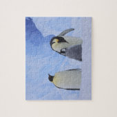 Antarctica. Emperor penguins & chick Legpuzzel (Verticaal)