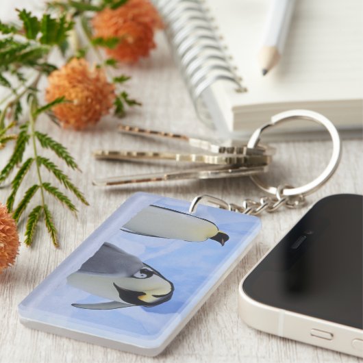 Antarctica. Emperor penguins & chick Sleutelhanger (Voorkant Rechts)