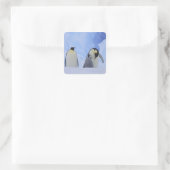 Antarctica. Emperor penguins & chick Vierkante Sticker (Tas)