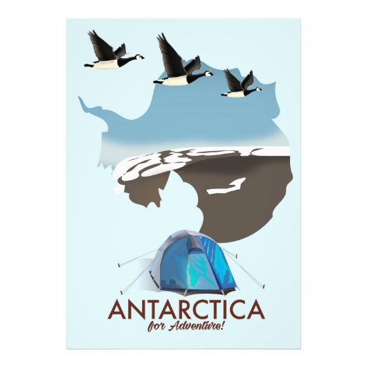 Antarctica For Adventure Travel poster map. (Voorkant)