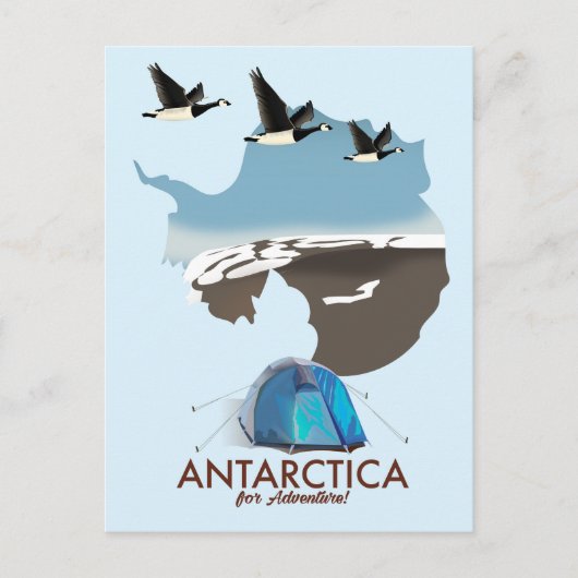 Antarctica For Adventure Travel poster map. Briefkaart (Voorkant)