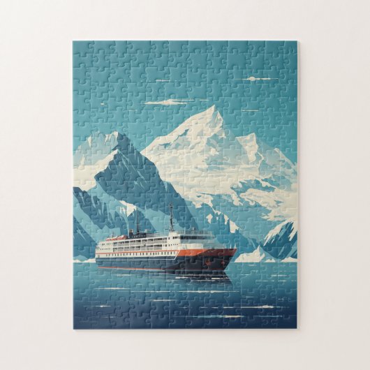 Antarctica IJsberg en schip Retro Reizen Poster Legpuzzel (Verticaal)