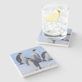 Antarctica, Keizerspinguïns Stenen Onderzetter (Zijkant)