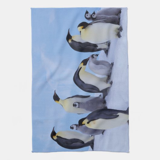 Antarctica, keizerspinguïns theedoek (Verticaal)