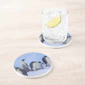 Antarctica, keizerspinguïns zandsteen onderzetter (Zijkant)