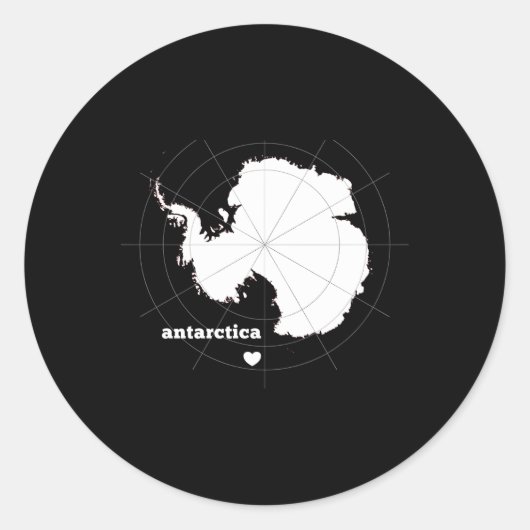 Antarctica: lengte- en breedtegraad ronde sticker (Voorkant)