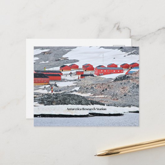 Antarctica Onderzoeksstation Briefkaart (Voorkant / Achterkant in situ)