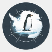 Antarctica Penguin Emblem – Polar Explorer Design Ronde Sticker (Voorkant)