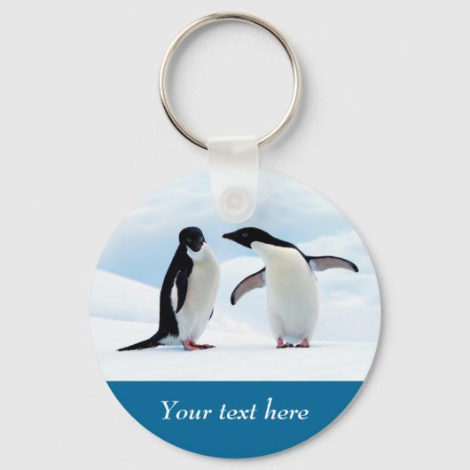 Antarctica Penguin op ijs gepersonaliseerde tekst Sleutelhanger (Voorkant)