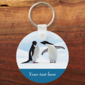 Antarctica Penguin op ijs gepersonaliseerde tekst Sleutelhanger (Voorkant)
