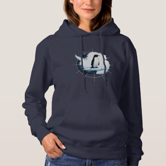 Antarctica Pinguïn Embleem – Poolreiziger Design Hoodie (Voorkant)