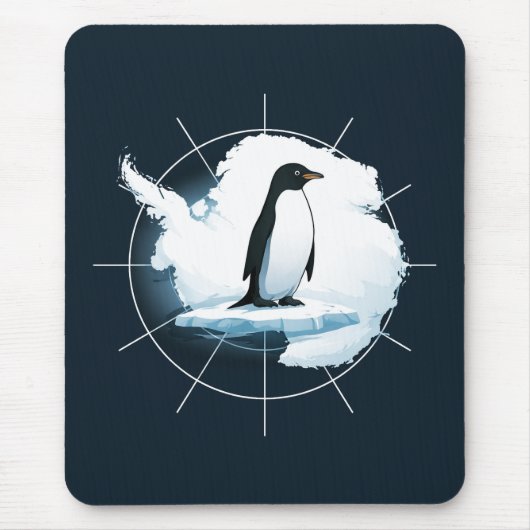 Antarctica Pinguïn Embleem – Poolreiziger Design Muismat (Voorkant)