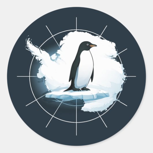 Antarctica Pinguïn Embleem – Poolreiziger Design Ronde Sticker (Voorkant)