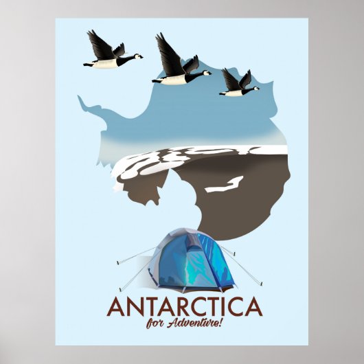Antarctica Voor Avontuur Reizen poster kaart. (Voorkant)