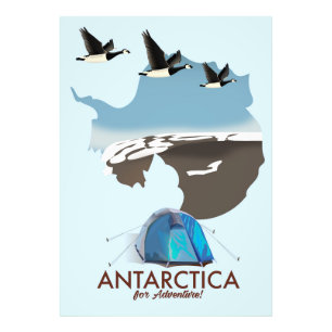 Antarctica Voor Avontuur Reizen poster kaart.