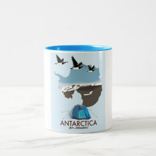 Antarctica Voor Avontuur Reizen poster kaart. Tweekleurige Koffiemok